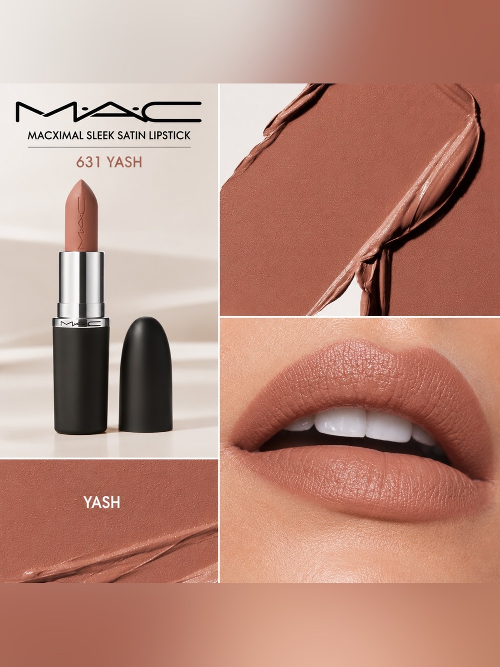 NEW✅ MAC MACximal Sleek Satin Lipstick • Yash 631 • Nude Beige • New in Box